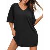 image:imageEkouaer Plus Size Nightgowns for Women Oversized Sleep Shirt Short Sleeve Nightshirt TShirt Dress Sleepwear S4XLBlack