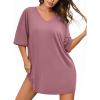 image:imageEkouaer Plus Size Nightgowns for Women Oversized Sleep Shirt Short Sleeve Nightshirt TShirt Dress Sleepwear S4XLPurple Red