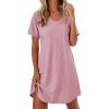 image:imageEkouaer Womens Nightgowns Short Sleeve Sleepshirt V Neck Top Shirt Dress Soft Nightshirts Loose Loungewear S3XLLight Pink