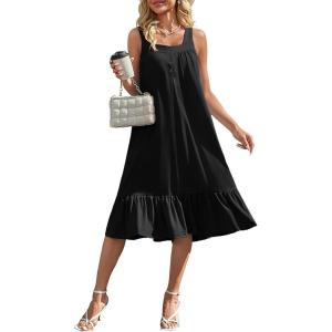 image:imageEkouaer Cotton Nightgowns for Women Long Sleeveless Nightgown Victorian Sleep Dress with Pockets Night Shirt Lounge DressBlack