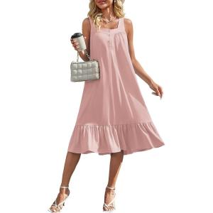 image:imageEkouaer Cotton Nightgowns for Women Long Sleeveless Nightgown Victorian Sleep Dress with Pockets Night Shirt Lounge DressLight Pink