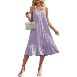 image:imageEkouaer Cotton Nightgowns for Women Long Sleeveless Nightgown Victorian Sleep Dress with Pockets Night Shirt Lounge DressLight Purple