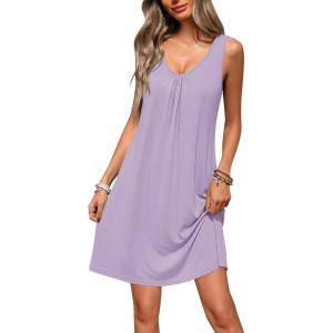 image:imageEkouaer Nightgowns for Women Bamboo Viscose Night Gown Sleeveless Sleep Shirts Tank Sleep Dress Vneck SleepwearPurple