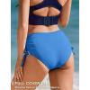 image:imageEkouaer Bikini Bottoms for Women Mid Waist Swim Bottom Full Coverage Swim Bathing Suit Bottom Adjustable Side Tie Swim ShortsBlue
