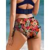 image:imageEkouaer Bikini Bottoms for Women Mid Waist Swim Bottom Full Coverage Swim Bathing Suit Bottom Adjustable Side Tie Swim ShortsPink Flower Leaves