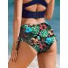 image:imageEkouaer Bikini Bottoms for Women Mid Waist Swim Bottom Full Coverage Swim Bathing Suit Bottom Adjustable Side Tie Swim ShortsRed Tropical Flowers