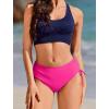 image:imageEkouaer Bikini Bottoms for Women Mid Waist Swim Bottom Full Coverage Swim Bathing Suit Bottom Adjustable Side Tie Swim ShortsRose Red