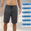 image:imageEkouaer Mens Pajama Shorts Bamboo Rayon Pj Bottoms Soft Sleep Shorts Soft Drawstring Loungewear With Pockets 2 Pack S3XLDark Grey and Army Green2 Pcs