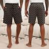 image:imageEkouaer Mens Pajama Shorts Soft Sleepwear Bottoms Elastic Waistband Loungewear Breathable Men Shorts with PocketsBlack and Navy Blue Print