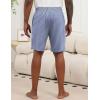 image:imageEkouaer Mens Pajama Shorts Soft Sleepwear Bottoms Elastic Waistband Loungewear Breathable Men Shorts with PocketsBlue and White Plaid  Stripe