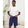 image:imageEkouaer Mens Pajama Shorts Soft Sleepwear Bottoms Elastic Waistband Loungewear Breathable Men Shorts with PocketsNavy Blue and Pink Print