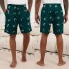 image:imageEkouaer Mens Pajama Shorts Soft Sleepwear Bottoms Elastic Waistband Loungewear Breathable Men Shorts with PocketsStripe and Dark Green Print