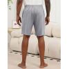 image:imageEkouaer Mens Pajama Shorts Soft Sleepwear Bottoms Elastic Waistband Loungewear Breathable Men Shorts with PocketsStripe and Dark Green Print