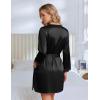 image:imageEkouaer Silk Robe for Women Short Satin Robe 34 Sleeves Lace Trim Kimono Bathrobe Sexy Bride Bridsmaid Sleepwear with PocketBlack