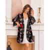 image:imageEkouaer Silk Robe for Women Short Satin Robe 34 Sleeves Lace Trim Kimono Bathrobe Sexy Bride Bridsmaid Sleepwear with PocketBlack Boots