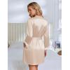 image:imageEkouaer Silk Robe for Women Short Satin Robe 34 Sleeves Lace Trim Kimono Bathrobe Sexy Bride Bridsmaid Sleepwear with PocketChampagne