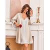 image:imageEkouaer Silk Robe for Women Short Satin Robe 34 Sleeves Lace Trim Kimono Bathrobe Sexy Bride Bridsmaid Sleepwear with PocketChampagne