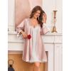 image:imageEkouaer Silk Robe for Women Short Satin Robe 34 Sleeves Lace Trim Kimono Bathrobe Sexy Bride Bridsmaid Sleepwear with PocketDusty Pink