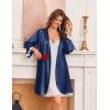 image:imageEkouaer Silk Robe for Women Short Satin Robe 34 Sleeves Lace Trim Kimono Bathrobe Sexy Bride Bridsmaid Sleepwear with PocketNavy Blue