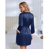 image:imageEkouaer Silk Robe for Women Short Satin Robe 34 Sleeves Lace Trim Kimono Bathrobe Sexy Bride Bridsmaid Sleepwear with PocketNavy Blue