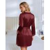 image:imageEkouaer Silk Robe for Women Short Satin Robe 34 Sleeves Lace Trim Kimono Bathrobe Sexy Bride Bridsmaid Sleepwear with PocketWine Red
