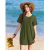 image:imageEkouaer Swimsuit Coverup for Women 2026 Short Sleeve Bathing Suit Cover Ups Beach Summer TShirt Dresses with PocketsArmy Green