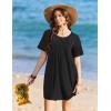 image:imageEkouaer Swimsuit Coverup for Women 2026 Short Sleeve Bathing Suit Cover Ups Beach Summer TShirt Dresses with PocketsBlack