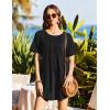 image:imageEkouaer Swimsuit Coverup for Women 2026 Short Sleeve Bathing Suit Cover Ups Beach Summer TShirt Dresses with PocketsBlack