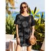 image:imageEkouaer Swimsuit Coverup for Women 2026 Short Sleeve Bathing Suit Cover Ups Beach Summer TShirt Dresses with PocketsBlack Floral
