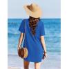 image:imageEkouaer Swimsuit Coverup for Women 2026 Short Sleeve Bathing Suit Cover Ups Beach Summer TShirt Dresses with PocketsBlue