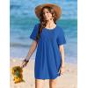 image:imageEkouaer Swimsuit Coverup for Women 2026 Short Sleeve Bathing Suit Cover Ups Beach Summer TShirt Dresses with PocketsBlue