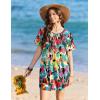 image:imageEkouaer Swimsuit Coverup for Women 2026 Short Sleeve Bathing Suit Cover Ups Beach Summer TShirt Dresses with PocketsColourful