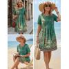 image:imageEkouaer Swimsuit Coverup for Women 2026 Short Sleeve Bathing Suit Cover Ups Beach Summer TShirt Dresses with PocketsGreen Floral