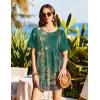 image:imageEkouaer Swimsuit Coverup for Women 2026 Short Sleeve Bathing Suit Cover Ups Beach Summer TShirt Dresses with PocketsGreen Floral