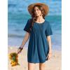 image:imageEkouaer Swimsuit Coverup for Women 2026 Short Sleeve Bathing Suit Cover Ups Beach Summer TShirt Dresses with PocketsGrey Blue