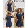 image:imageEkouaer Swimsuit Coverup for Women 2026 Short Sleeve Bathing Suit Cover Ups Beach Summer TShirt Dresses with PocketsNavy Blue
