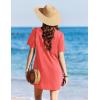 image:imageEkouaer Swimsuit Coverup for Women 2026 Short Sleeve Bathing Suit Cover Ups Beach Summer TShirt Dresses with PocketsOrange Pink