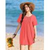 image:imageEkouaer Swimsuit Coverup for Women 2026 Short Sleeve Bathing Suit Cover Ups Beach Summer TShirt Dresses with PocketsOrange Pink