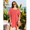 image:imageEkouaer Swimsuit Coverup for Women 2026 Short Sleeve Bathing Suit Cover Ups Beach Summer TShirt Dresses with PocketsOrange Pink