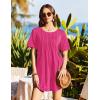 image:imageEkouaer Swimsuit Coverup for Women 2026 Short Sleeve Bathing Suit Cover Ups Beach Summer TShirt Dresses with PocketsRose Red