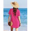 image:imageEkouaer Swimsuit Coverup for Women 2026 Short Sleeve Bathing Suit Cover Ups Beach Summer TShirt Dresses with PocketsRose Red