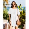 image:imageEkouaer Swimsuit Coverup for Women 2026 Short Sleeve Bathing Suit Cover Ups Beach Summer TShirt Dresses with PocketsWhite