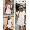 image:imageEkouaer Swimsuit Coverup for Women 2026 Short Sleeve Bathing Suit Cover Ups Beach Summer TShirt Dresses with PocketsWhite