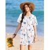 image:imageEkouaer Swimsuit Coverup for Women 2026 Short Sleeve Bathing Suit Cover Ups Beach Summer TShirt Dresses with PocketsWhite Floral