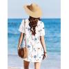 image:imageEkouaer Swimsuit Coverup for Women 2026 Short Sleeve Bathing Suit Cover Ups Beach Summer TShirt Dresses with PocketsWhite Floral