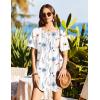 image:imageEkouaer Swimsuit Coverup for Women 2026 Short Sleeve Bathing Suit Cover Ups Beach Summer TShirt Dresses with PocketsWhite Floral