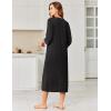 image:imageEkouaer Zipper Robes for Women 34 Sleeve Bathrobe Lightweight House Coats for Women with Pockets Long Moo Moo NightgownBlack