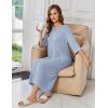 image:imageEkouaer Zipper Robes for Women 34 Sleeve Bathrobe Lightweight House Coats for Women with Pockets Long Moo Moo NightgownLight Blue