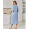 image:imageEkouaer Zipper Robes for Women 34 Sleeve Bathrobe Lightweight House Coats for Women with Pockets Long Moo Moo NightgownLight Blue