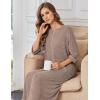 image:imageEkouaer Zipper Robes for Women 34 Sleeve Bathrobe Lightweight House Coats for Women with Pockets Long Moo Moo NightgownLight Brown